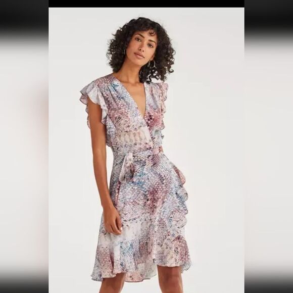 7 For All Mankind Dresses & Skirts - 7 For All Mankind Snakeprint Wrap Dress XL Boho Hippie Summer Silk/Viscose NWT